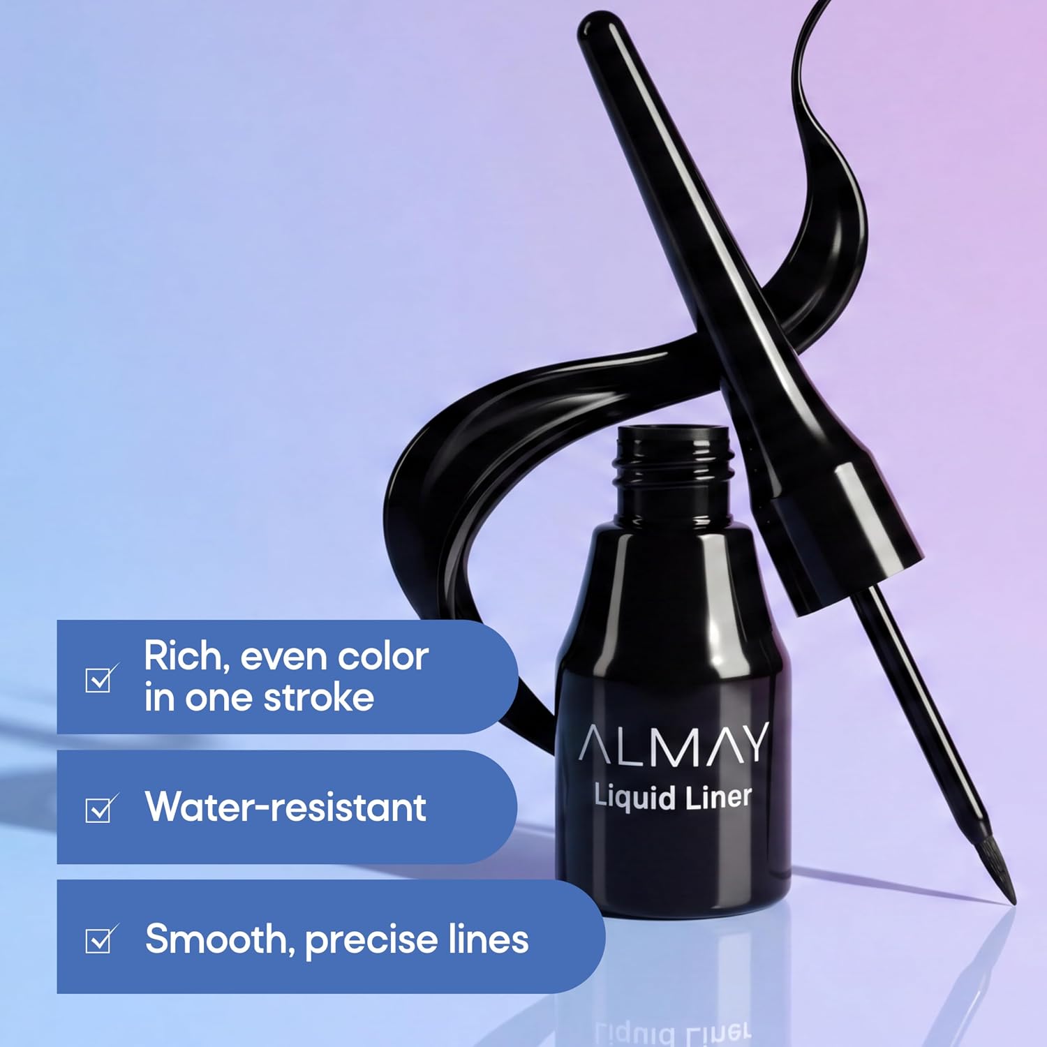 Almay Liquid Eyeliner, Waterproof, Fade-Proof Eye Makeup, Easy-To-Apply Liner Brush (Packaging May Vary), 221 Black