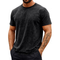 Runcati Mens Short Sleeve T-Shirts 100% Cotton Crew Neck Casual Shirt Vintage Acid Wash Summer Fashion Tees