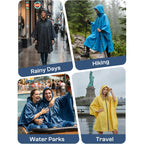 Saphirose Lightweight Waterproof Rain Poncho For Adults With Hood Portable Rainwear For Outdoor