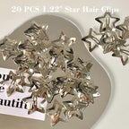 20 Pcs 1.22" Star Hair Accessories - Non-Slip Metal Snap Clips And Barrettes For Girls & Women, Y2K Style