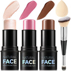 3Pcs Cream Contour Stick Makeup Kit, Shades with Highlighter, Blush and Bronzer Contour Stick for Sculpt the Cheeks, Long Lasting, Waterproof, Matte & Dewy Finish (LIGHT MEDIUM(2+5+6))