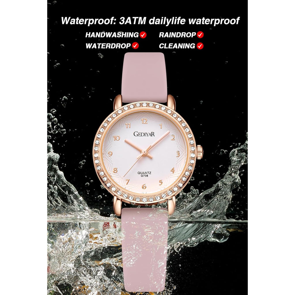 Women's Quartz Watch, Crystal Rhinestone Bezel, Waterproof Analog Display, Ladies Variety Colors Silicon Jelly Casual Dress Wristwatch for Nurse