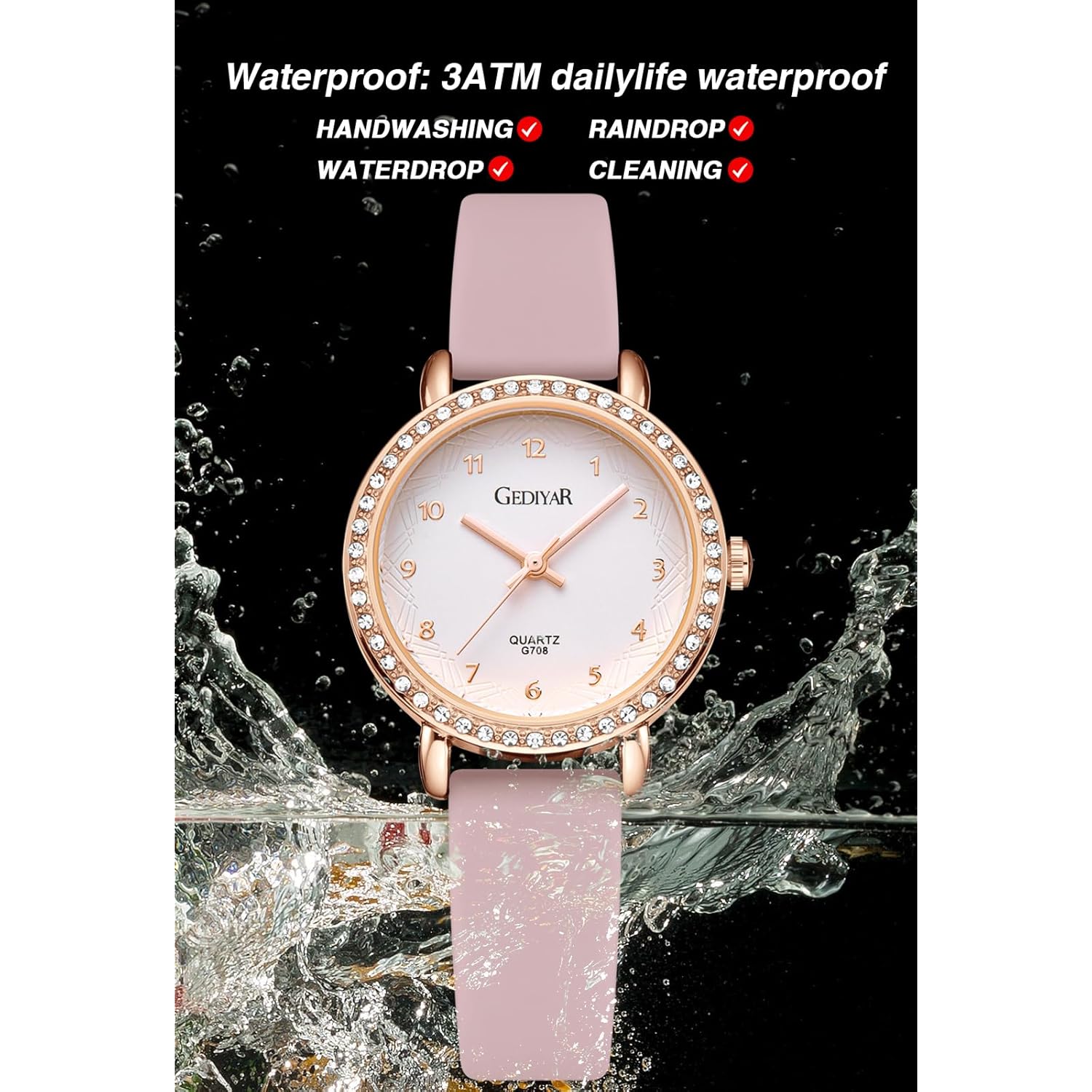 Women's Quartz Watch, Crystal Rhinestone Bezel, Waterproof Analog Display, Ladies Variety Colors Silicon Jelly Casual Dress Wristwatch for Nurse