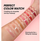 Retro Style Lip Set - Matte Lip Liner + Drip Glass Oil Lip Gloss, Long Lasting Waterproof, Easy Application for Natural or Glam Look, 2-in-1 Lip Makeup Kit for Women (01# light pink)