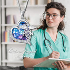 TOUPOP Gifts for Nurse 925 Sterling Silver Nurse Necklace Doctor Nursing Themed Pendant with Crystal RN Medical Caduceus Jewelry Nurse Gifts for Women Student Mom Birthday Graduation