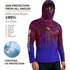 Rodeel Upf 50+ Men’S Long Sleeve Performance Fishing Hiking Shirt With Mask Uv Neck Gaiter Hoodie
