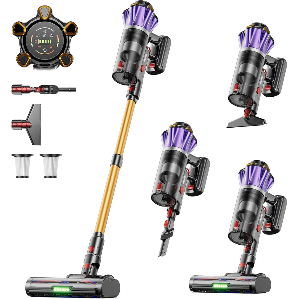 Cordless Vacuum Cleaner, 650W 55Kpa 70Mins Cordless Stick Vacuum With Hurricane Mode, 1.8L Cup, Anti-Tangle Vacuum Cordless, Self-Standing Vacuum Cleaners For Home Pet Hair Carpets