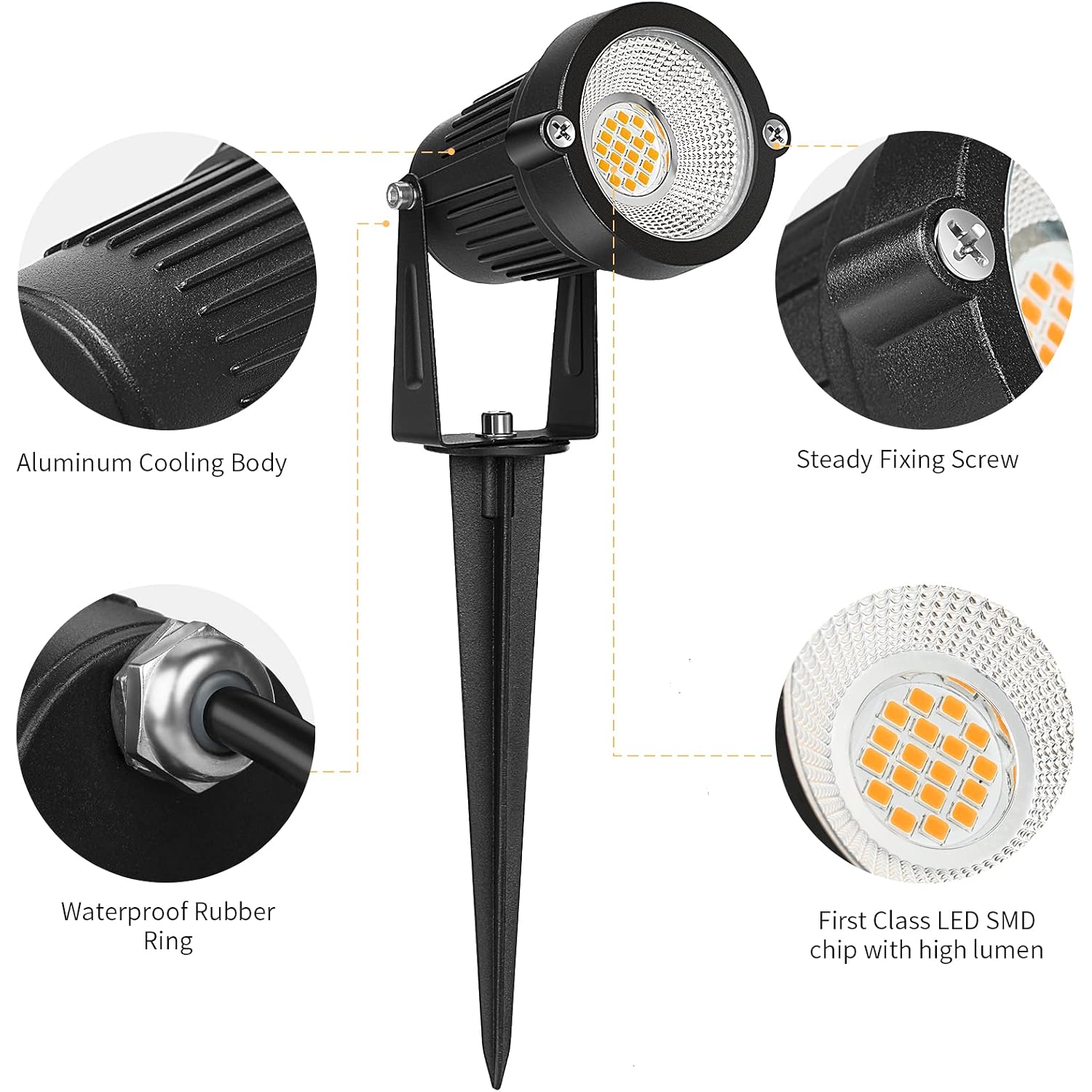 Reegold Low Voltage Landscape Lights Outdoor: 7W 700Lm Led Landscape Lighting With Connectors For Tree Garden Yard Pathway | 12V 24V Warm White 2700K Spotlights | Ip65 Waterproof | 6 Pack