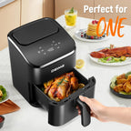 Deime Air Fryer, Small Digital 3 Qt Airfryer Space Saving Compact, Bake, Reheat, Roasts For Quick Easy Meals, Mini Compact & Quiet, Nonstick & Dishwasher Safe Basket (Black)