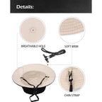 XXL Oversize Bucket Hat Reversible, XL L M S Fisherman Sun Cap With Chin Strap, Travel Beach Outdoor Hat For Men Women Black-beige