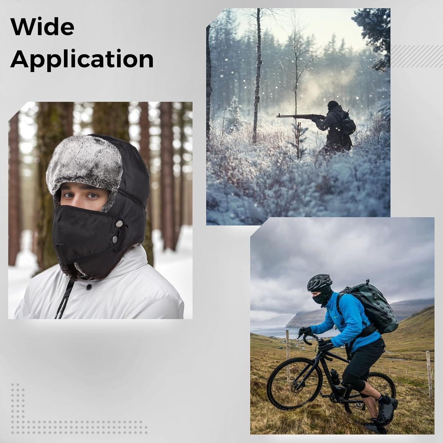 Homaisson Winter Hats with Mask Trapper Trooper Hat with Ear Flaps Russian Bomber Ushanka Hats Men Women Waterproof Windproof