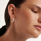 MTMY Huggie Hoop Earrings 14K Gold Plated Cubic Zirconia Dainty Simple Cute Beads Elegant CZ Circle Small Hoop Earring for Women Minimalist Handmade Hypoallergenic Jewelry