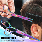 Hair Cutting Scissors Set, Professional Haircut Scissors Kit With Cutting Scissors Thinning Scissors For Barber/Salon/Home/Men/Women/Kids/Adults(Rainbow)