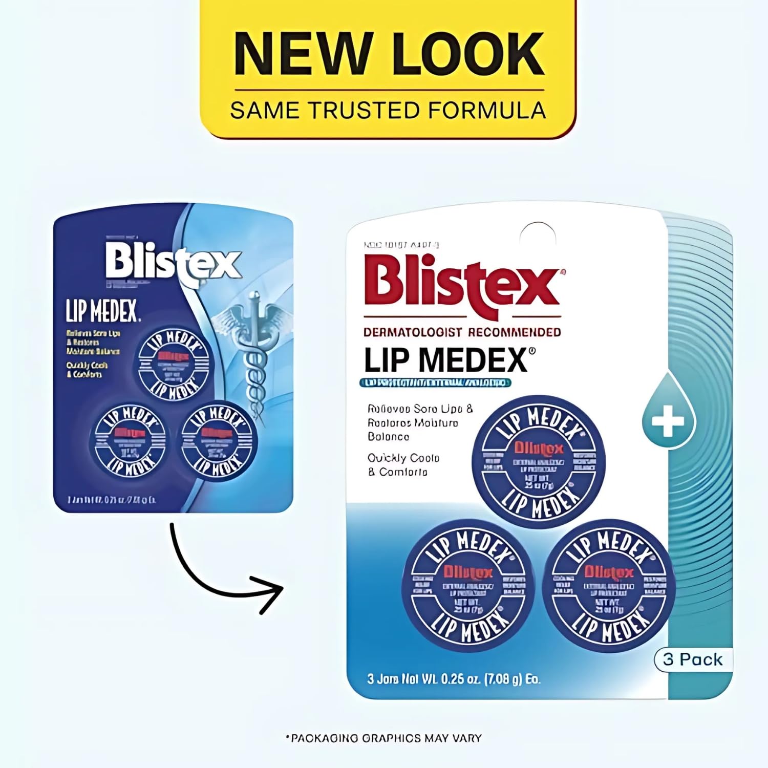 Blistex Lip Medex, 0.25 Ounce, Medicated Relief with Immediate Cooling, Soothes and Protects, Advanced Hydration, Restores Healthy Moisture Balance to Lips, 3 Count, 1 Pack