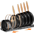Mudeela Pots And Pans Organizer Rack For Under Cabinet, Expandable 11.81''-22.85'' Pot Lid Kitchen Cabinet Organizer Holder With 10 Adjustable Compartment Cutting Board Organizer For Pan Lid, Bakeware