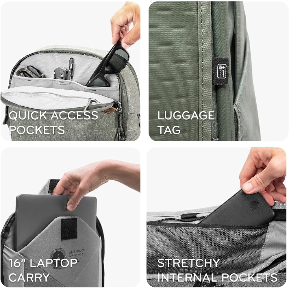Peak Design Travel Backpack 45L, Black, Expandable 35-45L Design, Rear And Top Access, Weatherproof Shell, Laptop Sleeve, Ideal For Travel Or Everyday Carry, Versatile Backpack For Men And Women