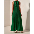 Oyoangle Women'S Summer Maxi Dress Wedding Guest Party Sleeveless Pleated Long Flowy Beach Vacation Dress