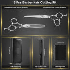 Professional Hair Cutting Scissors Shears Kit, 440C 7 Inch Barber Haircut Scissors Set (Hair Beard Trimming Haircutting Thinning Shears) For Hairdressing Stylist Hairdresser Salon Home