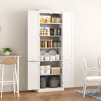 Function Home 72" Kitchen Pantry Cabinet, Tall Wood Storage Cabinet With Doors And Adjustable Shelves, 6-Tier Freestanding Cupboard For Kitchen Dining Room Living Room Bathroom, White