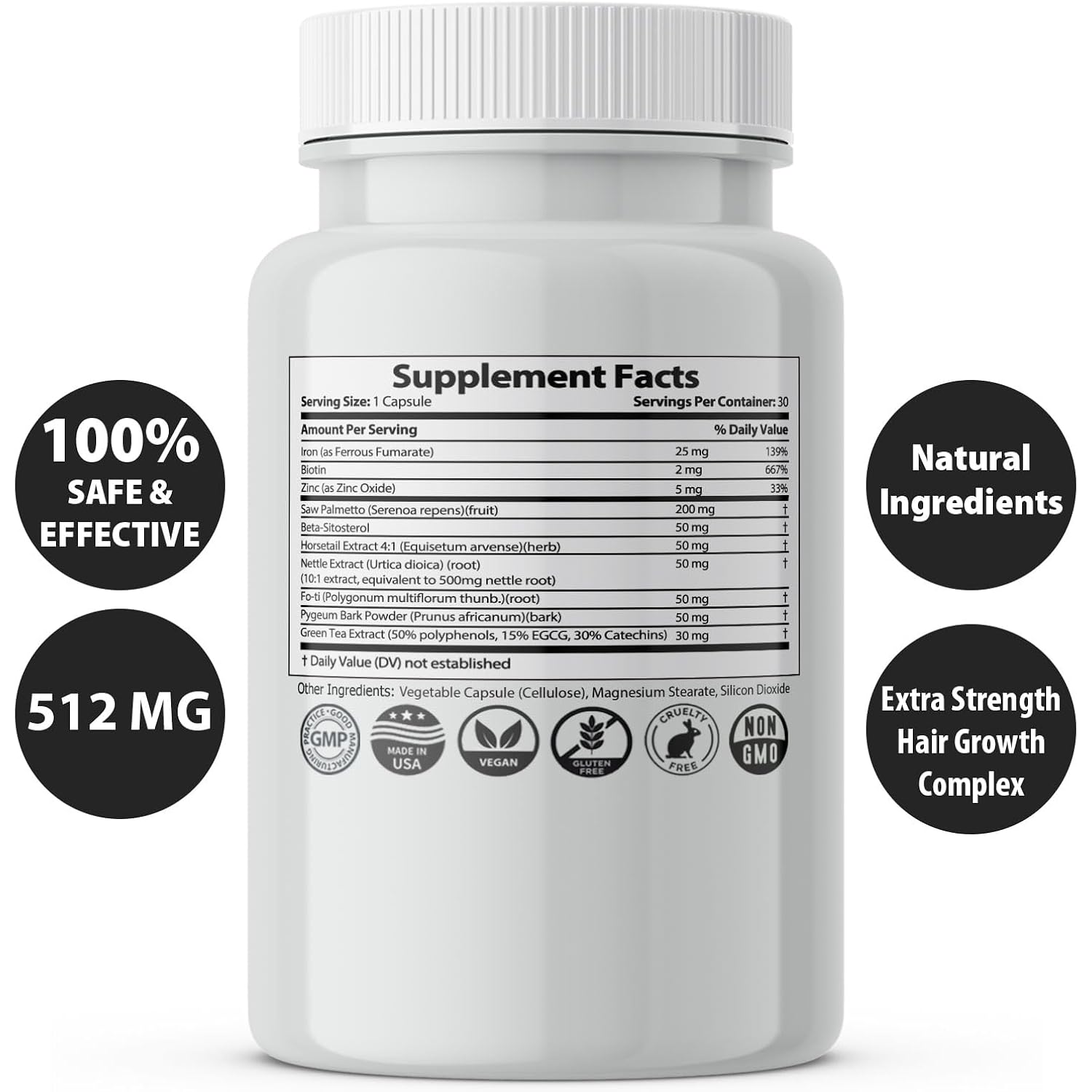 Finanutride Natural DHT Blocker & Hair Growth Capsules - Prevent Hair Loss, Stimulate Follicles, Proprietary Regrowth Treatment