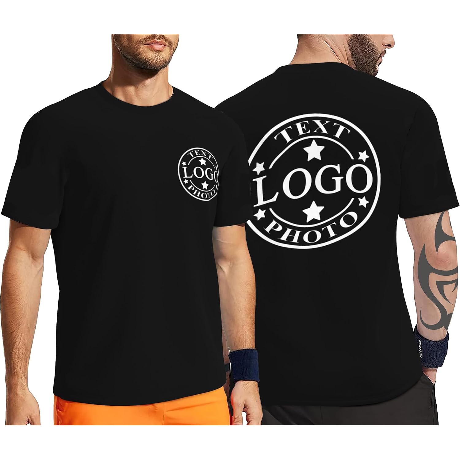 Custom T Shirts For Men Women,Personalized Shirts With Photo Logo Text,Customized T-Shirt For Front & Back Print