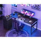 Aodk L Shaped Gaming Desk With 4 Drawers, 61" Reversible Home Office Desks With Power Outlets, L Shaped Computer Desk With Usb Charging Port And Host Stand, Corner Desk, Easy To Assemble, Black