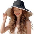 Sun Hat for Women Wide Brim Reversible Double-Sided UV Protection Cotton Fishing Bucket Hat Summer Beach UPF 50+