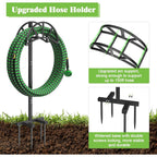 Mr Ironstone Garden Hose Holder Freestanding With 4 Spikes, Upgraded Water Hose Holder With Stainless Steel Screws, Heavy Duty Hose Stand Holds (Black)