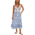 Cupshe Womens Boho Midi Dresses Summer Spaghetti Strap Crochet Lace V Neck Drawstring Waist Beach Vacation Casual Sundress