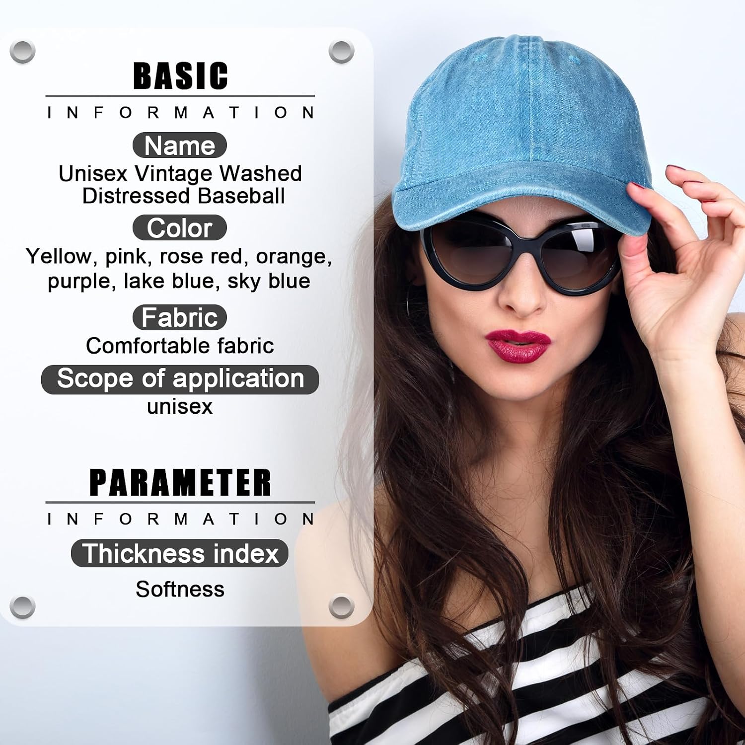 7 Pieces Unisex Vintage Washed Distressed Baseball Hat Baseball Cap Twill Adjustable Dad Hat