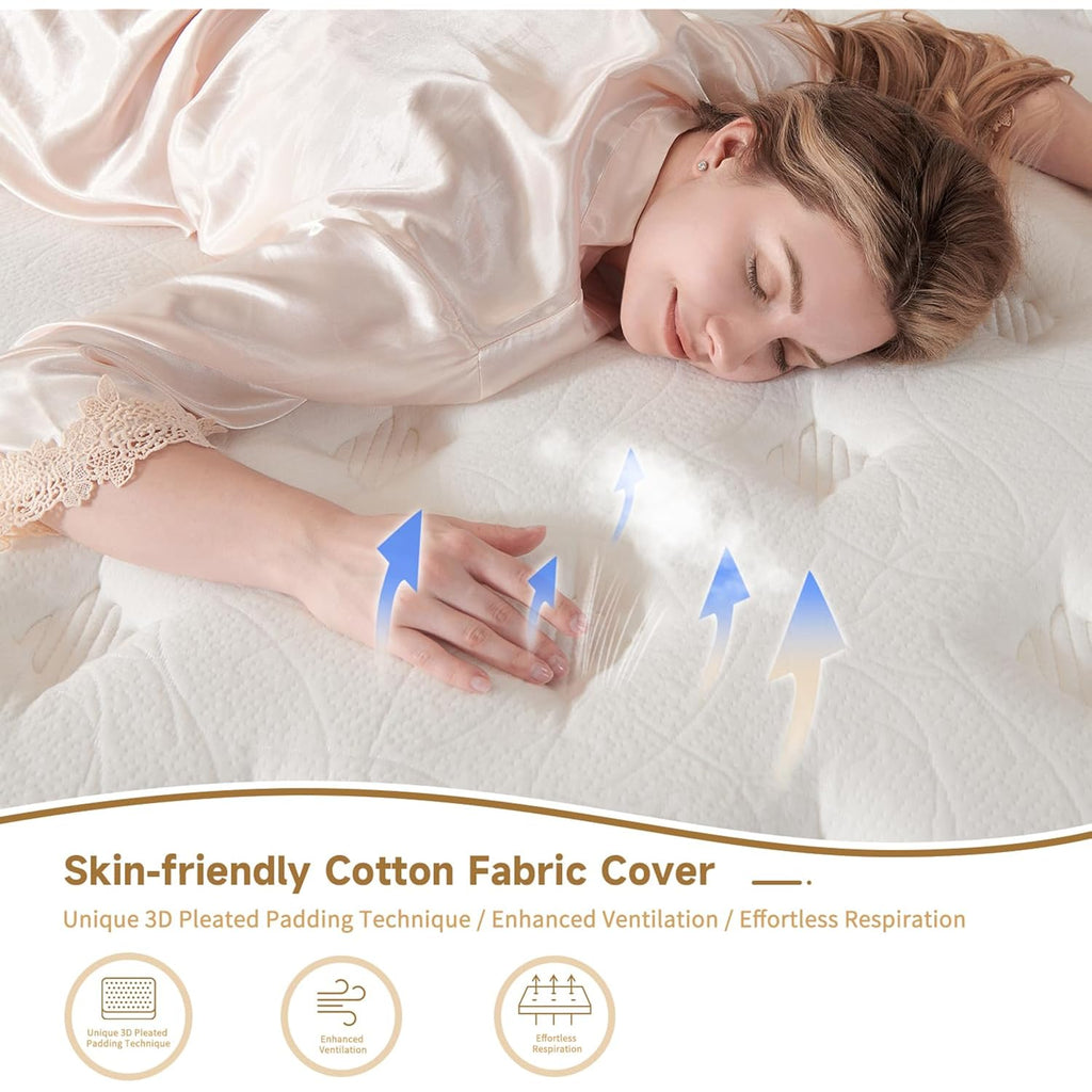 Queen Mattress, 12 Inch Hybrid Queen Mattress In A Box, Medium Firm Memory Foam Mattress, With Individual Pocket Springs, Upgrade Zoned Support, Motion Isolation&Pressure Relief, Certipur-Us