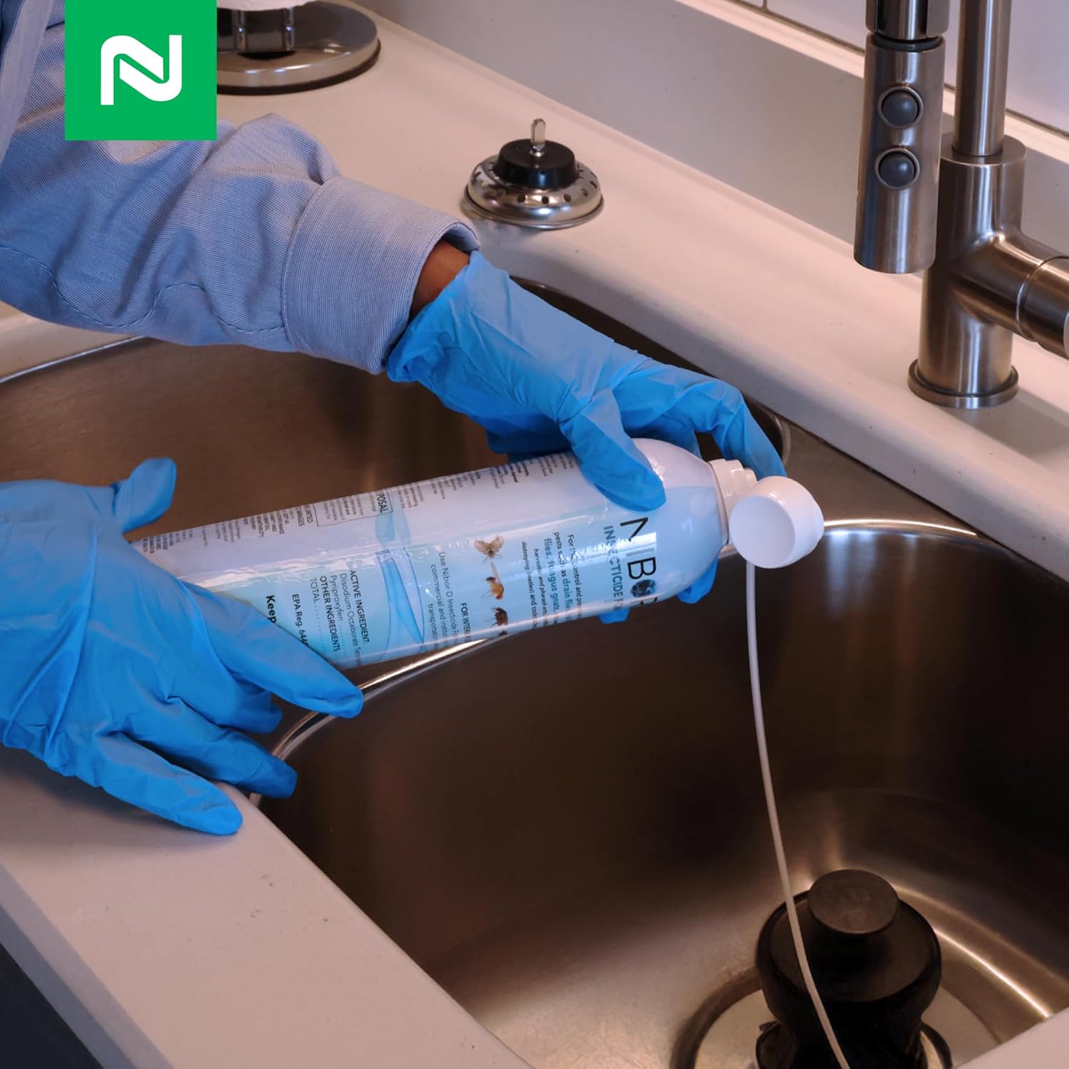 Nibor-D Insecticide Foam With Igr, Ready-To-Use For Fly And Cockroach Control, 360 Degree Application, Includes 17" Hose (1 Pack, 21 Oz Can)