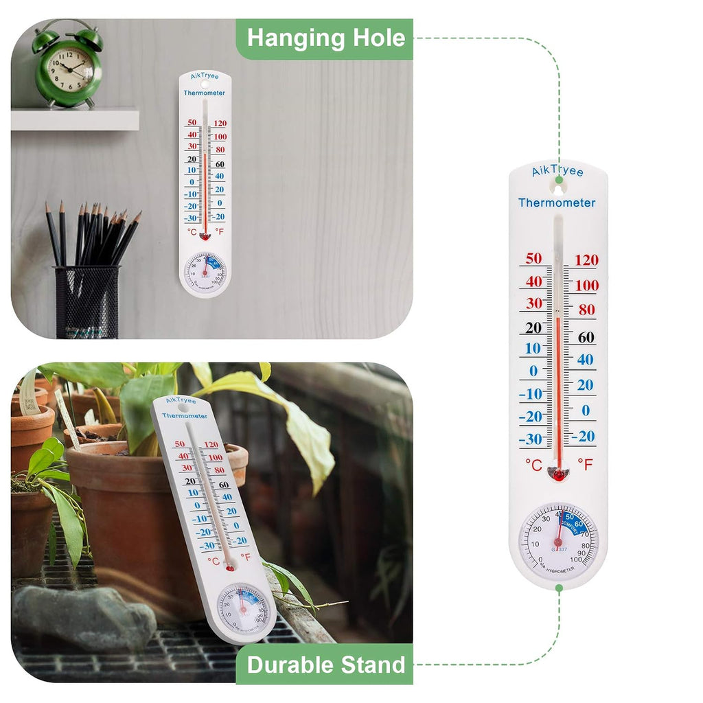 Outdoor Indoor Hygrometer Thermometer, Humidity Monitor, Temperature Humidity Gauge Meter With Celsius/Fahrenheit (℃/℉) For Patio, Field, Cellar, Garden, Humidors, Greenhouse, Closet By Aiktryee