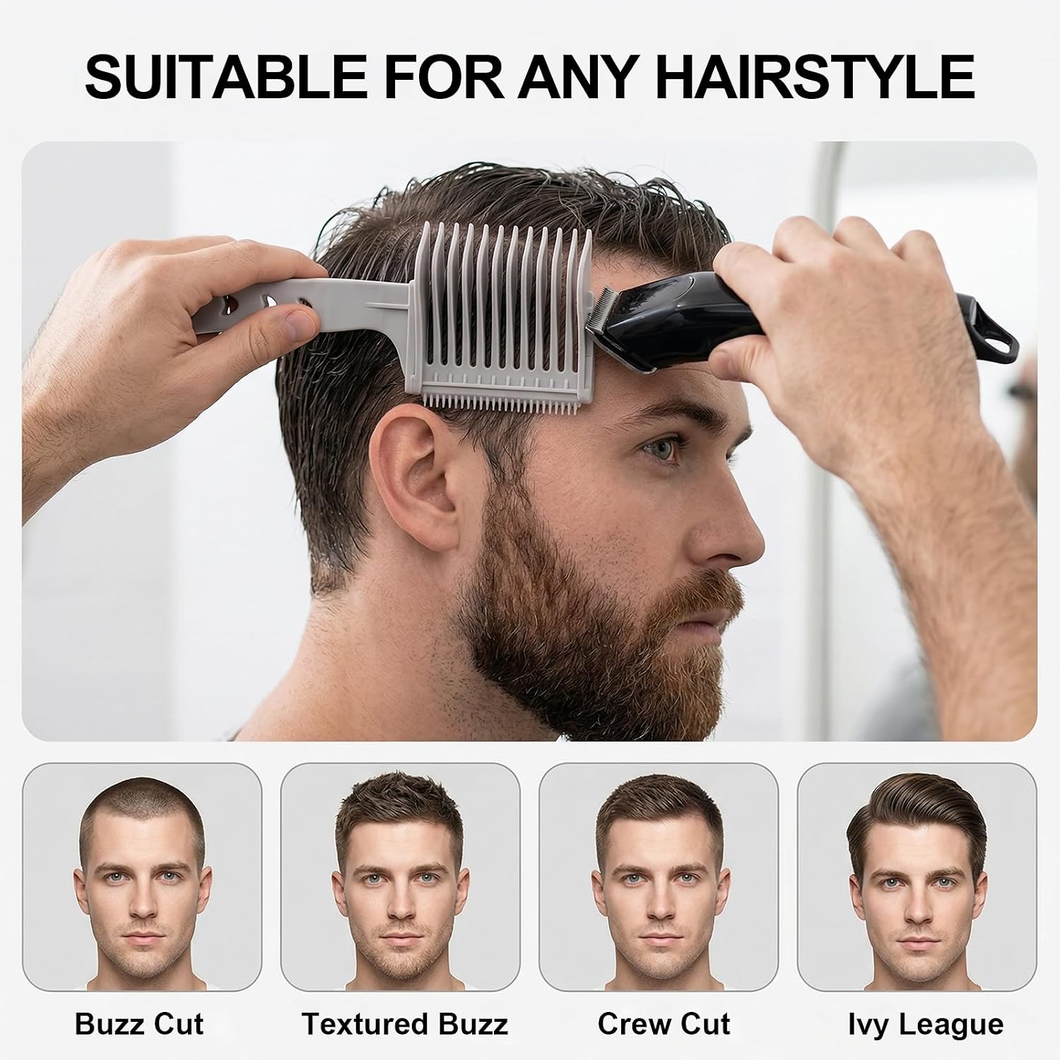 4-In-1 Detachable Detachable Blend Friend Fade Comb, White Barber Haircut Tool For Hair Cutting