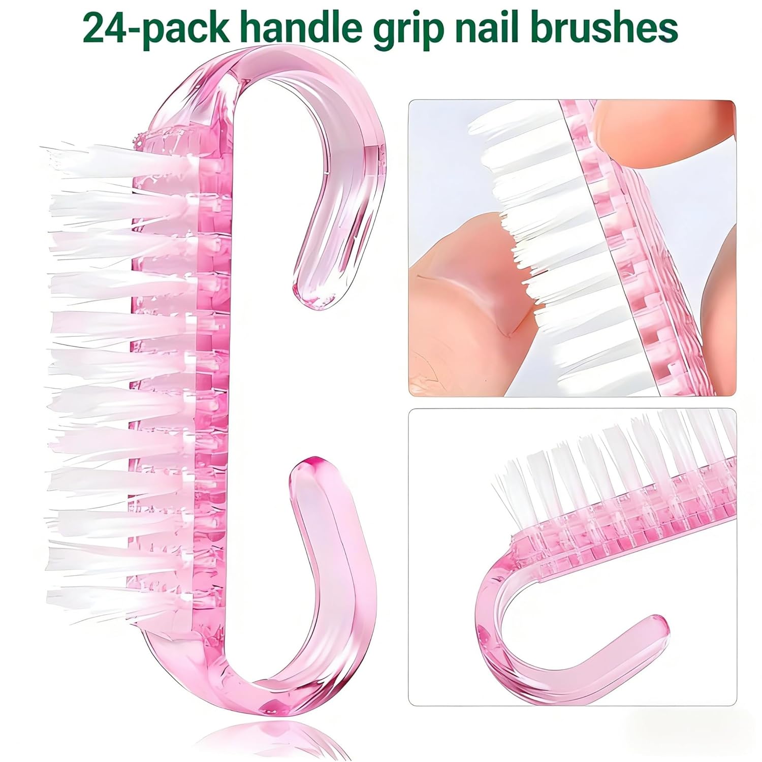 24-Pack Handle Grip Nail Brush(assorted color), Fingernail Scrub Cleaning Brushes for Toes and Nails Cleaner, Pedicure Brushes for Men and Women