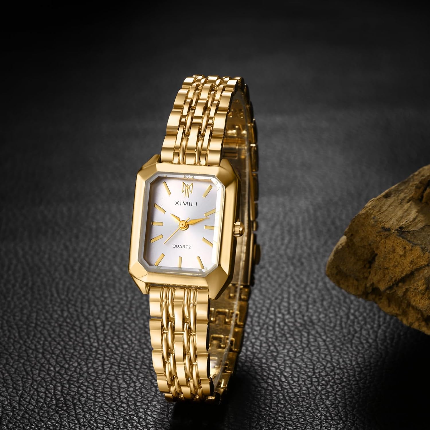 Avaner Women'S Bracelet Square Watches: Gold Silver Stainless Steel Strap Analog Quartz Elegant Wrist Watches