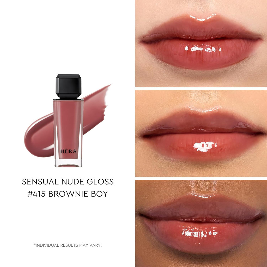 HERA Sensual Nude Lip Gloss #415 BROWNIE BOY - FELIX Picked | Volumizing Sheer & Glossy Finish, Non-sticky, Moisturizing and Hydrating, Korean Makeup, 0.17 oz. (5g)