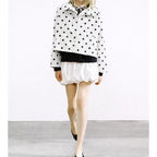 Colorful World Womens Polka Dot Jacket Drawstring Hem Button Front Cropped Lightweight Jacket Relaxed Fit Coat With Pockets