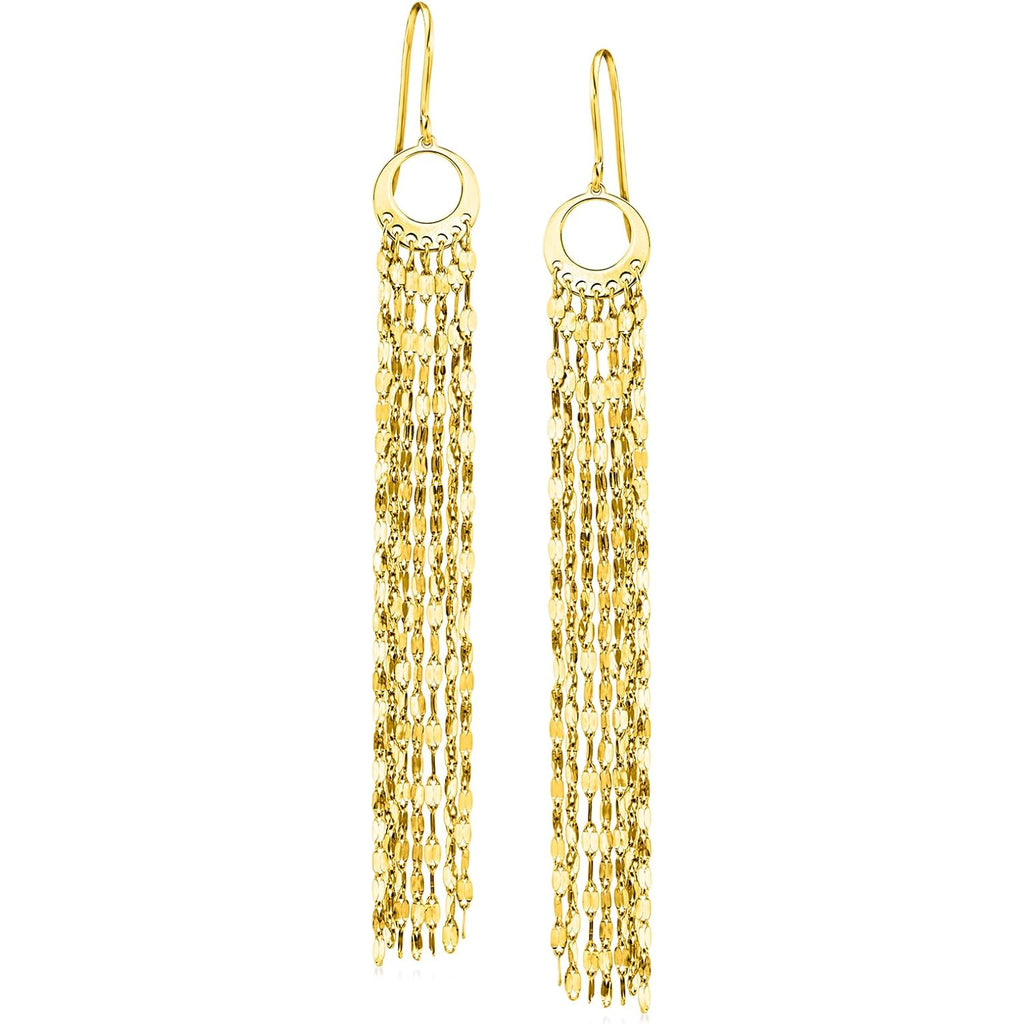 Ross-Simons Italian 14kt Yellow Gold Multi-Strand Lumachina-Chain Drop Earrings