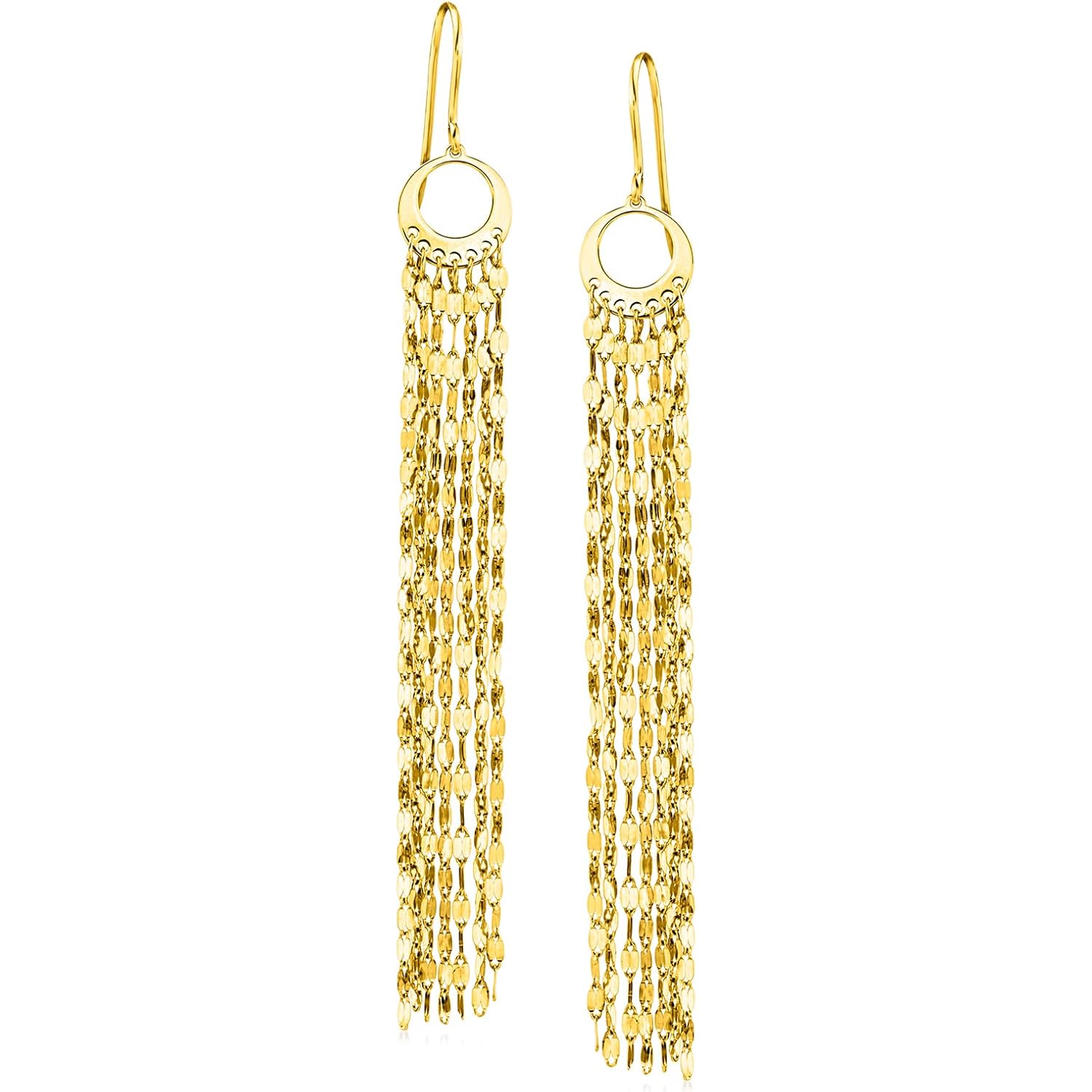 Ross-Simons Italian 14kt Yellow Gold Multi-Strand Lumachina-Chain Drop Earrings