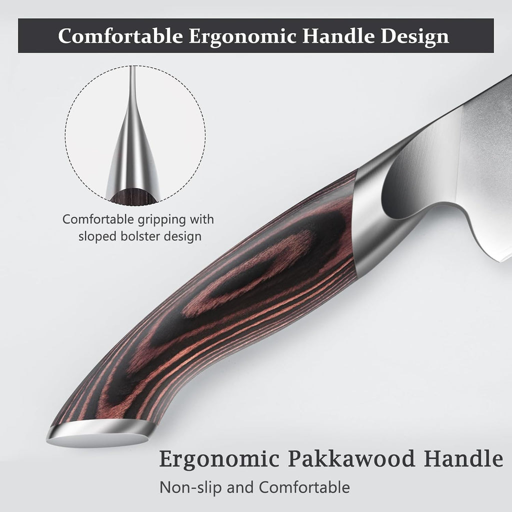 Hoshanho 7 Inch Japanese Chef Knife, Ultra Sharp High Carbon Stainless Steel Kitchen Knife, Professional Santoku Knives With Ergonomic Pakkawood Handle
