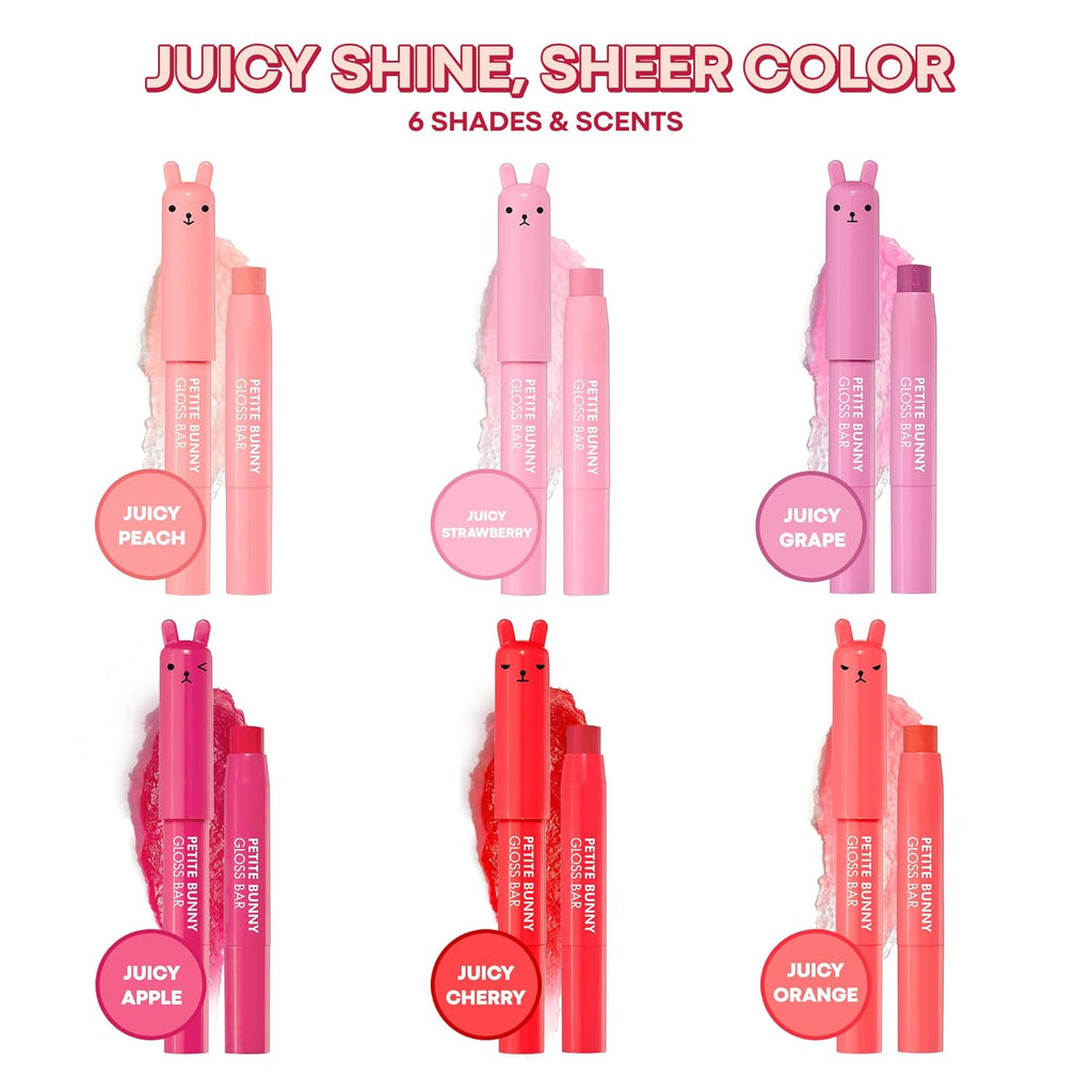 TONYMOLY Petit Bunny Lip Gloss for Women, Long Lasting Lip Crayon, Korean Gloss for Lips, Vitamin E Enriched, Soften & Moisturize Lips, Juicy Peach