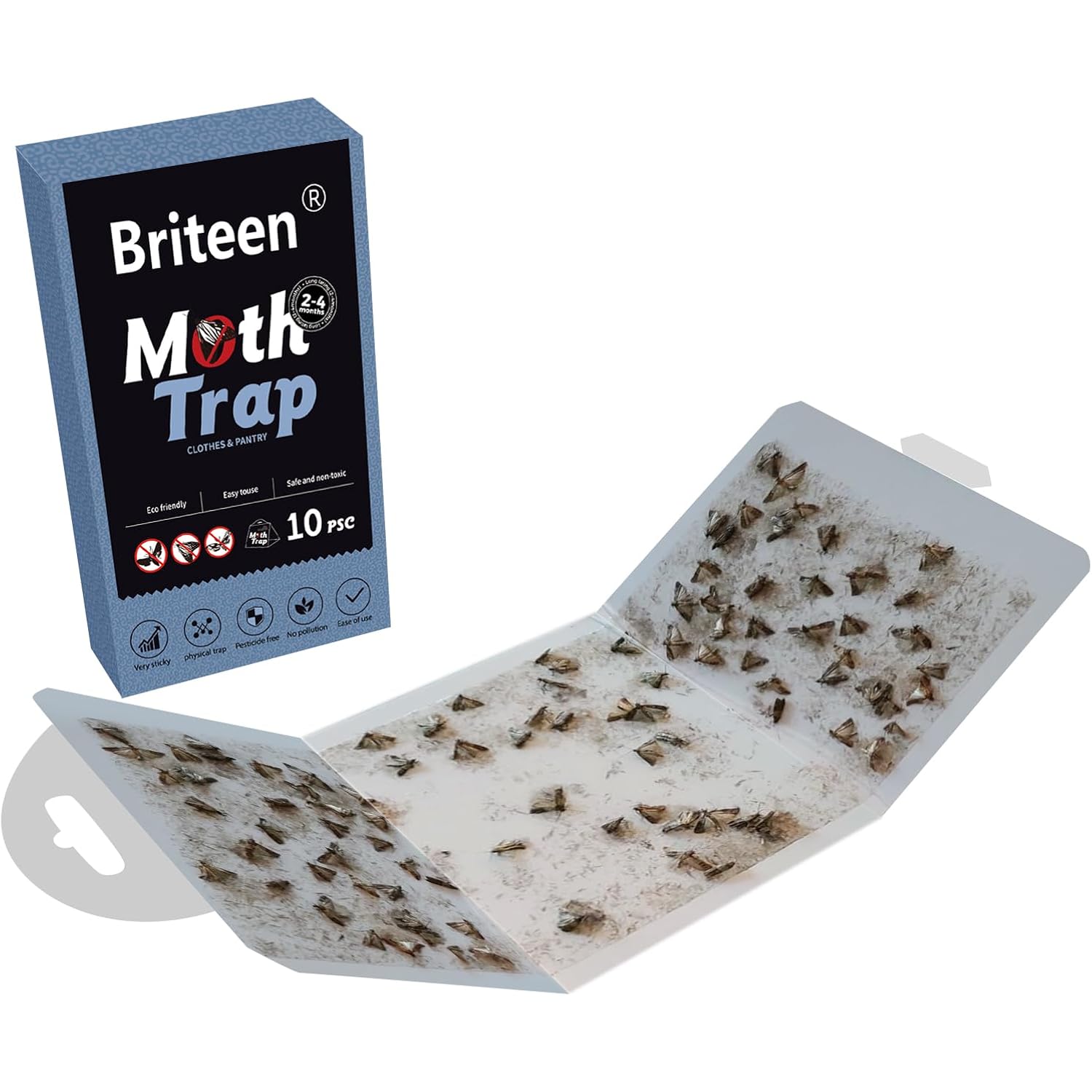 10 Pack Pantry Moth Traps Safe And Effective For Food And Clothing- Glue Traps With Pheromones For Wool Closet Carpet Food And Cupboard