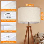 Outon Beige Large Drum Lamp Shades For Floor Lamps, 16" Top X16" Bottom X 9" High, Easy To Assemble, Replacement Linen Lampshades For Table Lamps & Bedside Lamps (1.65" Spider)
