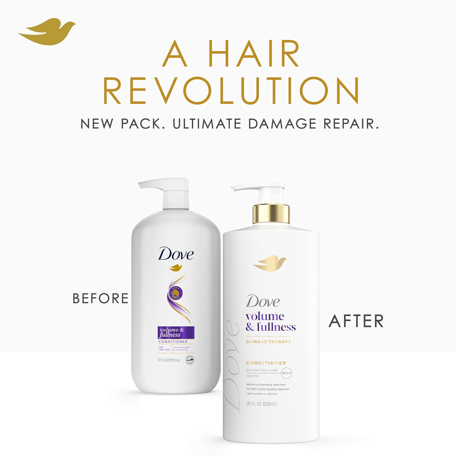 Dove Conditioner Volume & Fullness for Fine, Thin Hair with Bio-Protein Care Technology and Biotin 28 Fl Oz