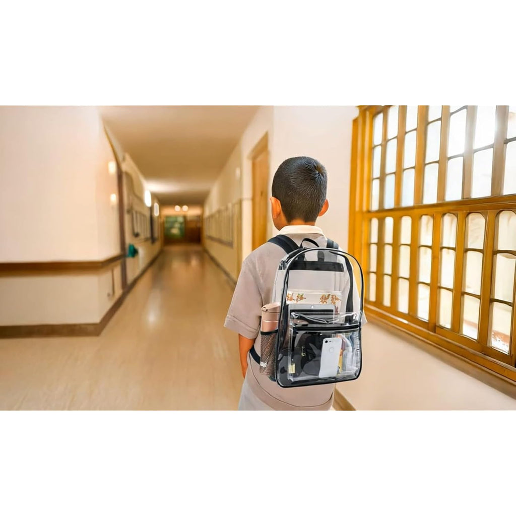Trail Maker Clear Backpack Heavy Duty With Padded Straps, Side Pockets For Kids, Boys, Girls, School, Stadium Approved Events