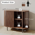 Buffet Sideboard Cabinet With Storage, 40" Fluted Cabinet With Sliding Door & Adjustable Shelf, Modern Accent Coffee Bar Console Table For Kitchen, Entryway, Walnut