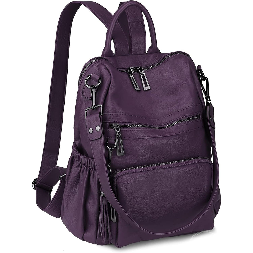 Travel Backpack Purse For Women Vegan Leather Ladies Fashion Tassel Shoulder Bag Convertible