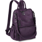 Travel Backpack Purse For Women Vegan Leather Ladies Fashion Tassel Shoulder Bag Convertible