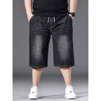 Men'S Big And Tall Jean Shorts Elastic Waisted Baggy Jorts Drawstring Plus Size Relaxed Fit Denim Shorts 2Xl-6Xl
